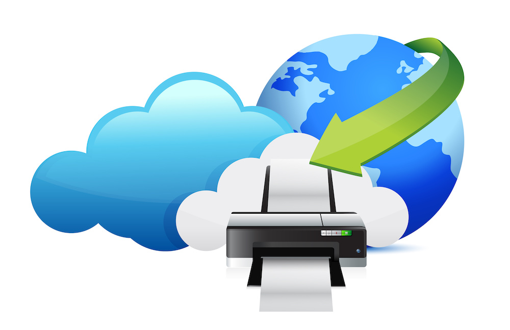 printer cloud print server concept illustration design over white