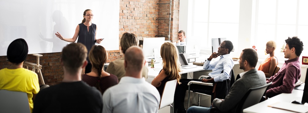 Business Team Training Listening Meeting Concept, learning about phishing emails.