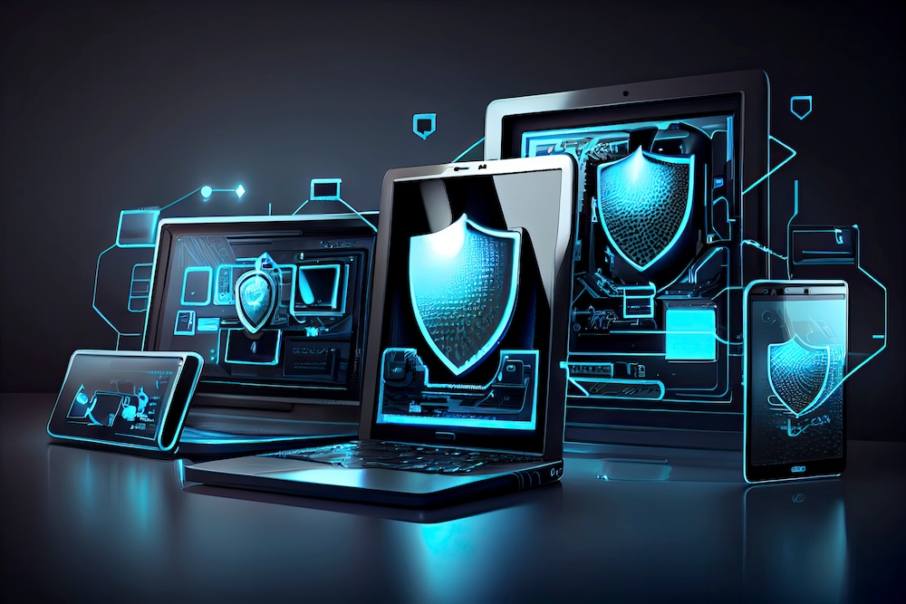 Cloud-based Cybersecurity Solutions Concept - Endpoint Protection.Generative AI